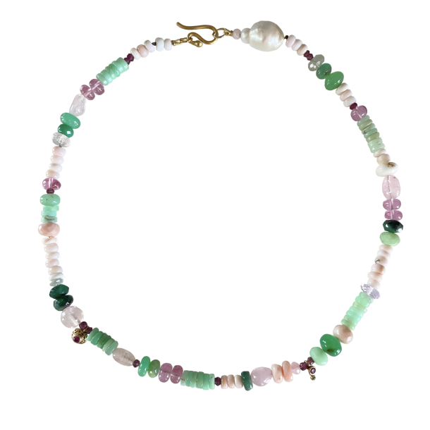 Halsk�de rosa-gr�n