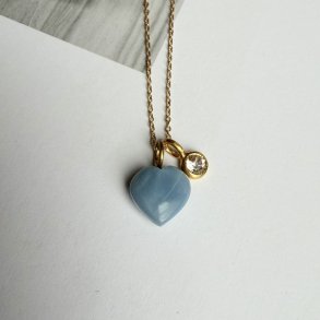 Halsk�de lys bl� opal hjerte