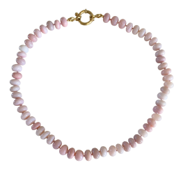 Halsk�de med pink Peru opaler