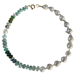 Halsk�de med halv�delstene og barok perler