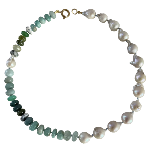 Halsk�de med halv�delstene og barok perler