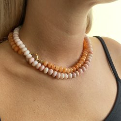 Halsk�de med pink Peru opaler