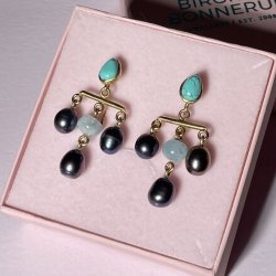 reringe perler, aquamarin og tyrkis